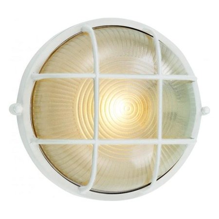 TRANS GLOBE One Light White Frosted Round Sunburst Ribbing Glass Marine Light 41505 WH